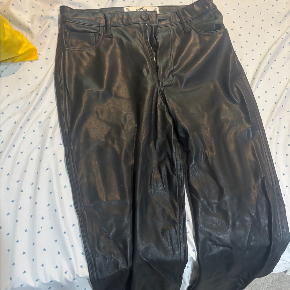 Hollister Black Faux Leather Trousers